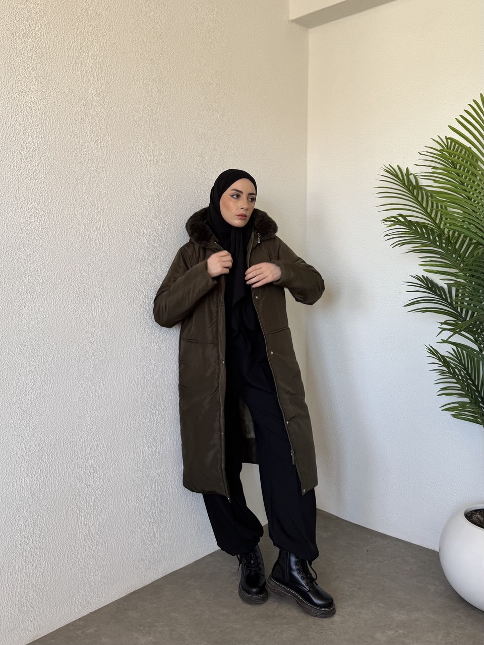 Bomb kürklü şişme mont - yeşil - Görsel 2